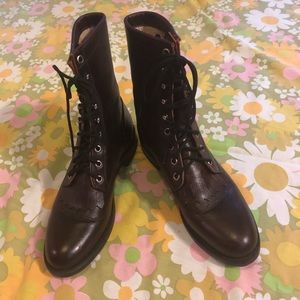 Justin Roper Combat Boots Burgundy Brown 6.5